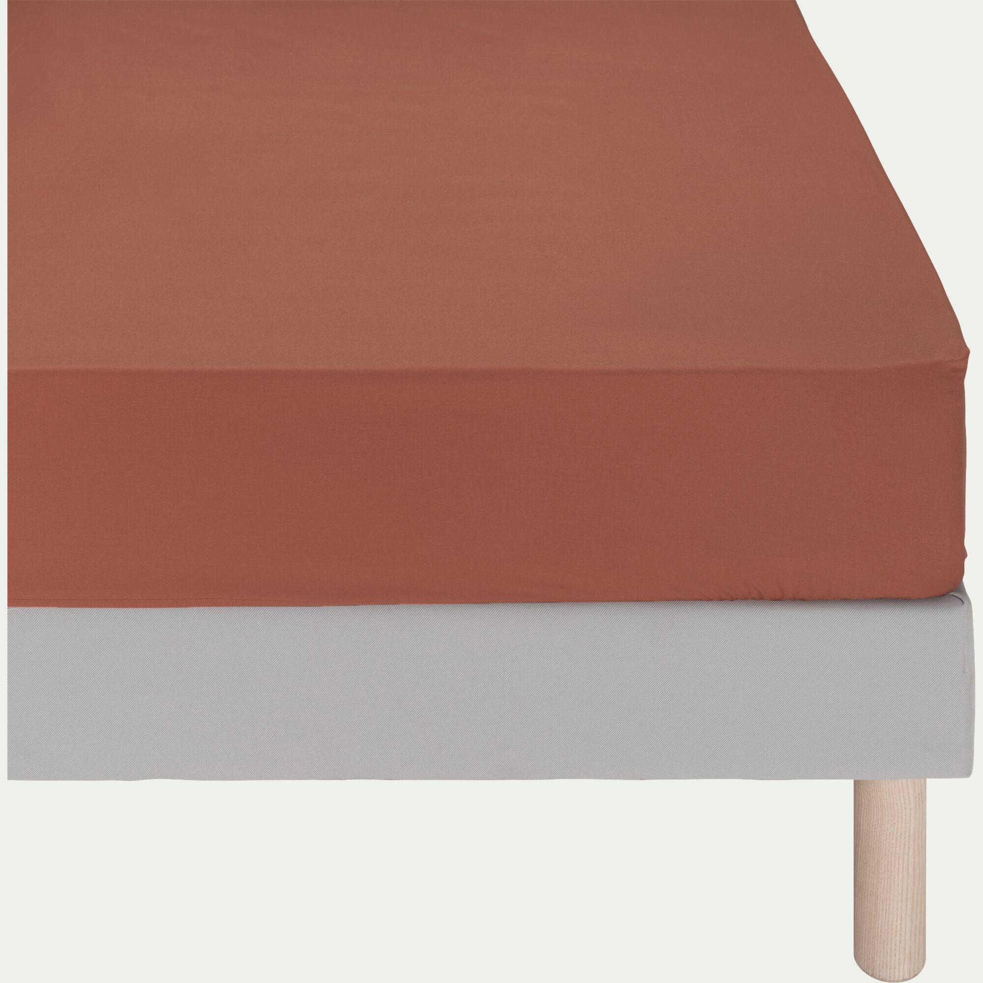 EOLI - Drap housse en coton 90x200cm B30cm - terracotta