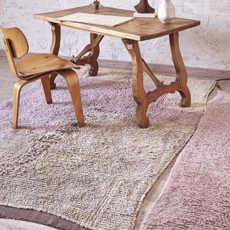 AFRICA - Tapis lavable en laine rose 140x200