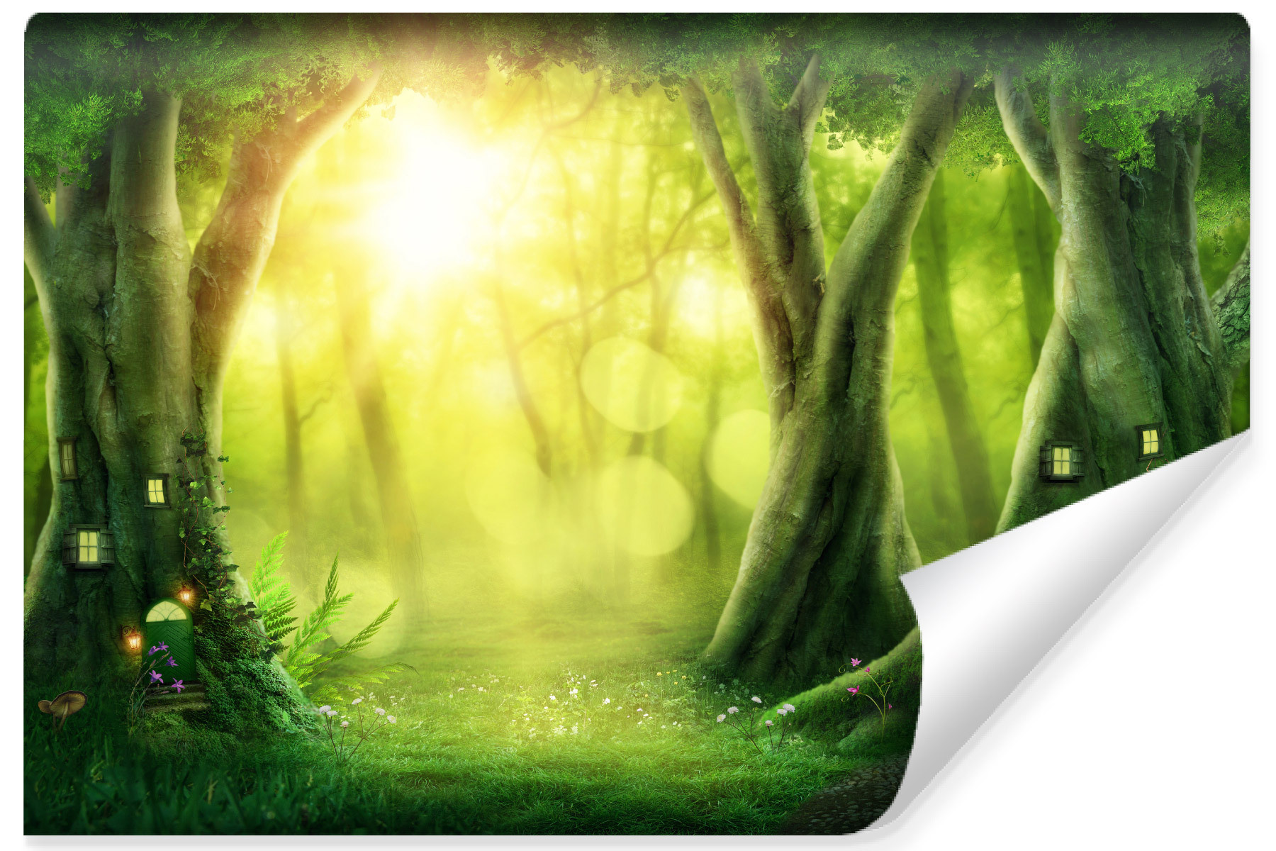 Fototapeta Magiczny LAS Drzewa Pejzaż 3D 90x60cm