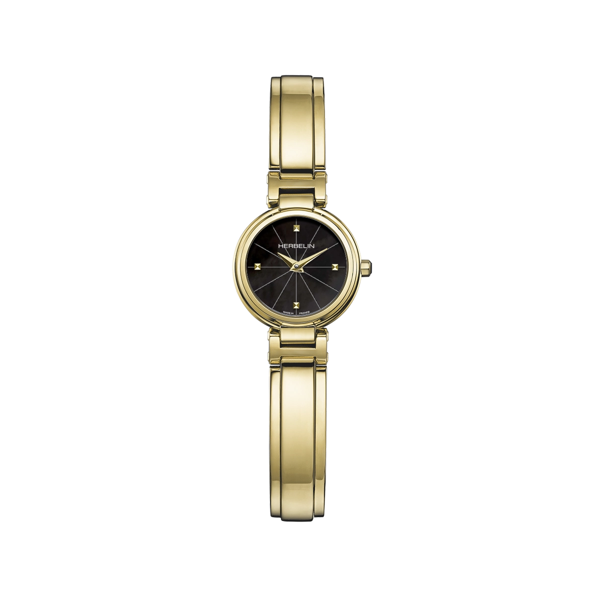 LADY H – QUARTZ – PVD OR JAUNE & NACRE NOIRE
