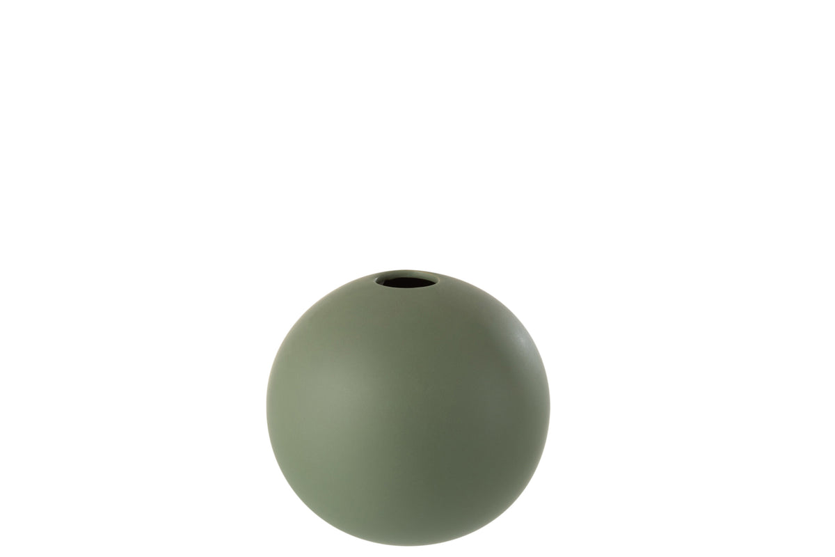 J-Line vaas Bol - keramiek - groen - medium - Ø 18 cm
