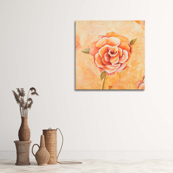Feeby Obraz na płótnie Pomarańczowa róża z bliska 30x30