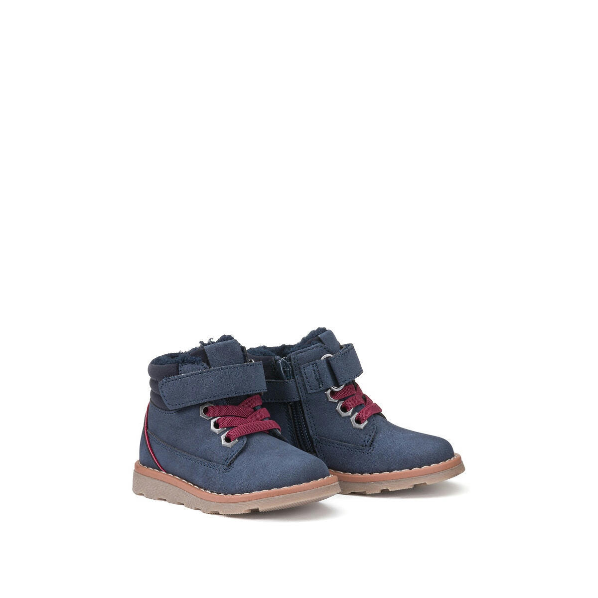 Bottines fourrées à lacets, zippées