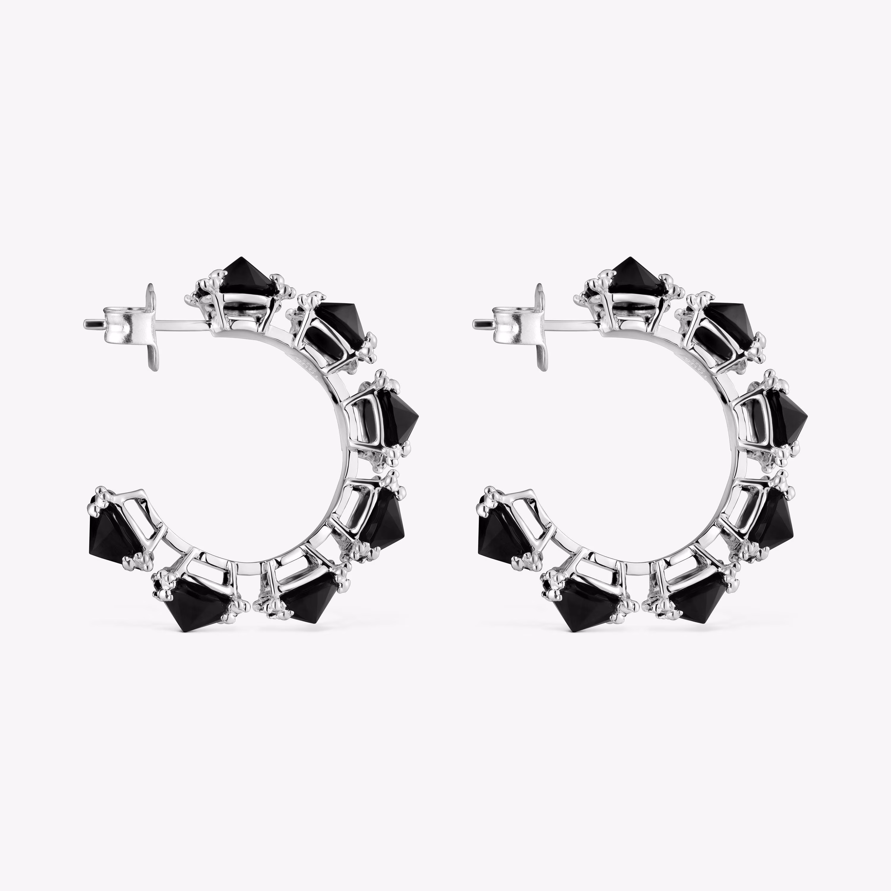 Pendientes aro grandes de plata y ónix Color Pills