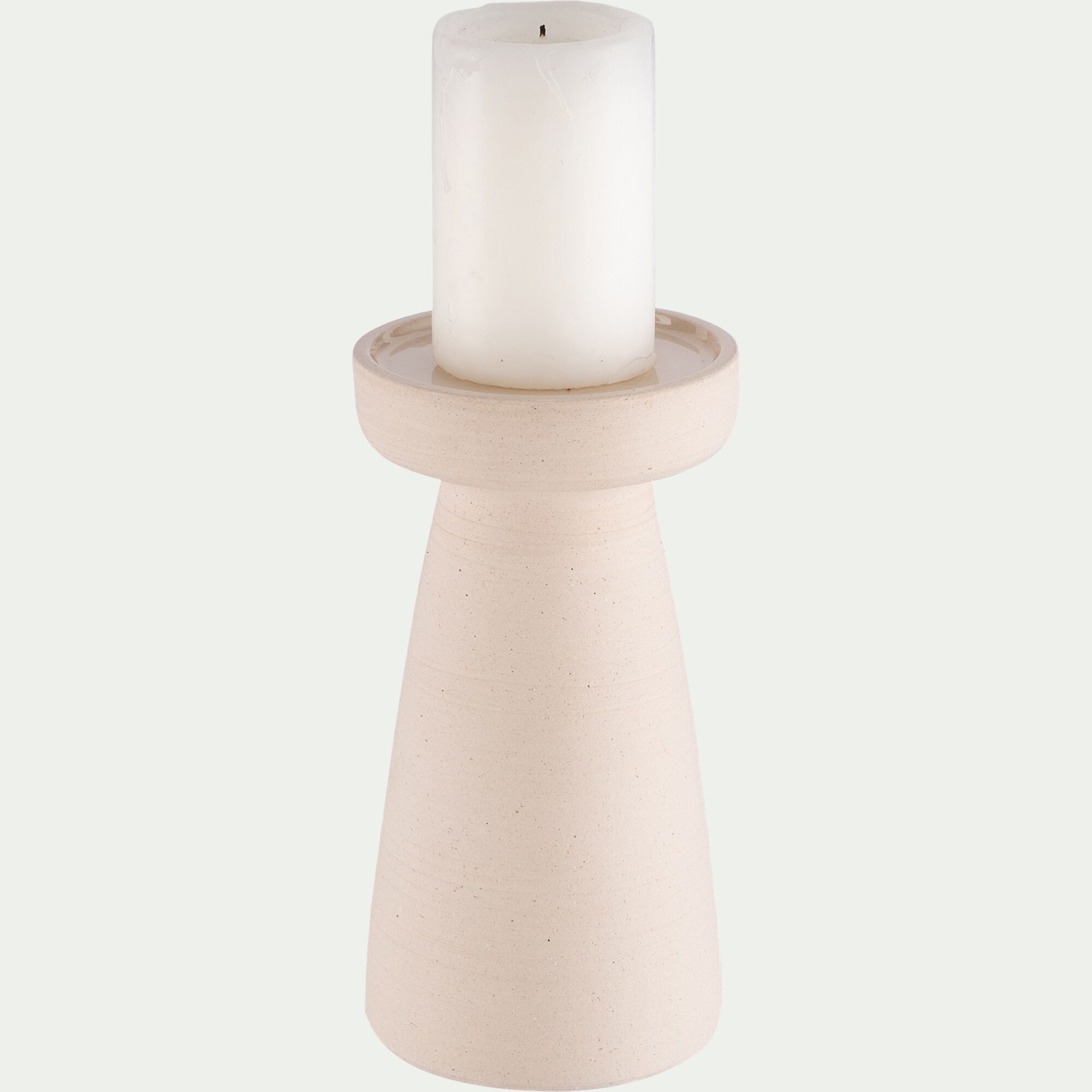 ZELIE - Bougeoir en grès D11,5xH22cm - beige