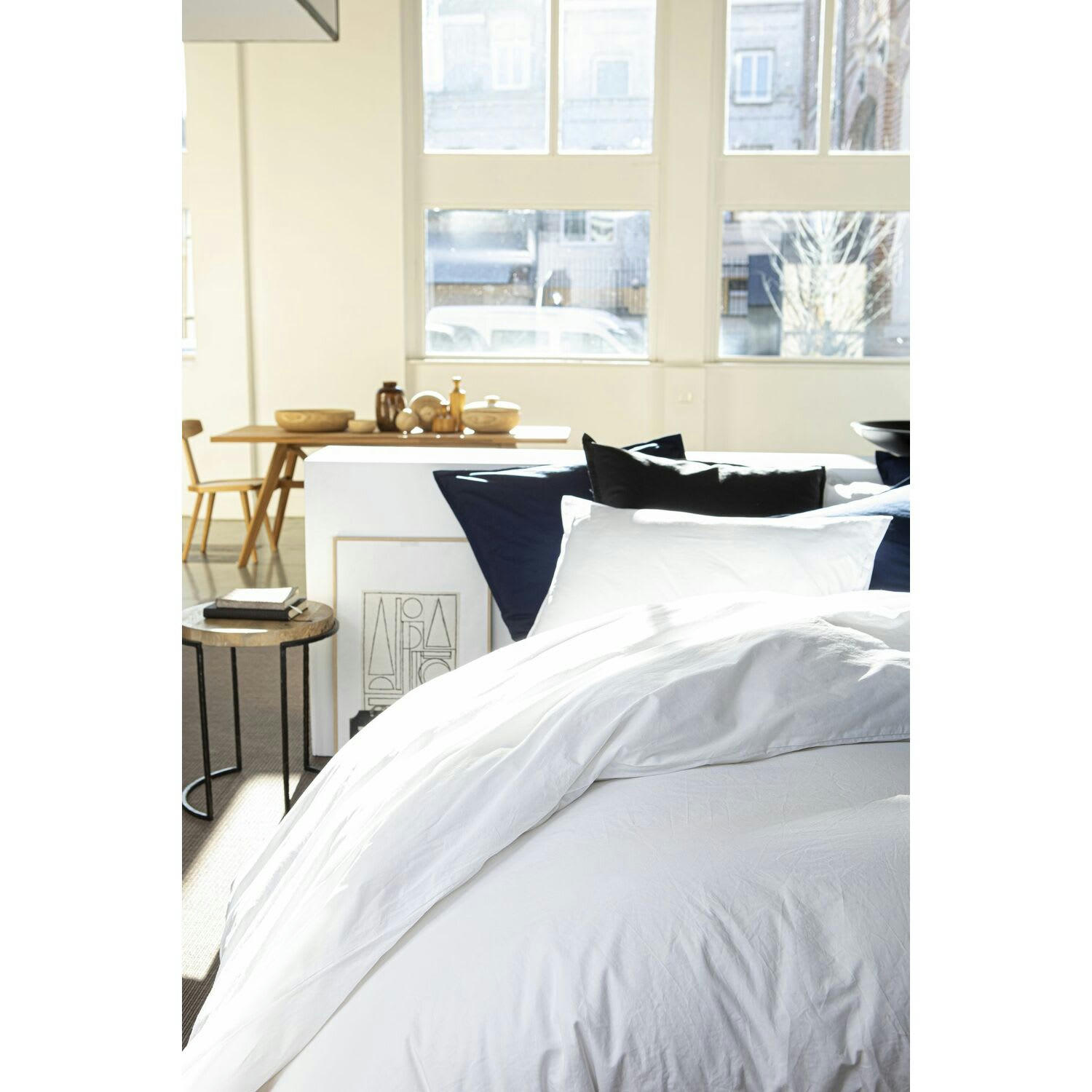 BLANC - Housse de couette percale de coton blanc 240x260 cm