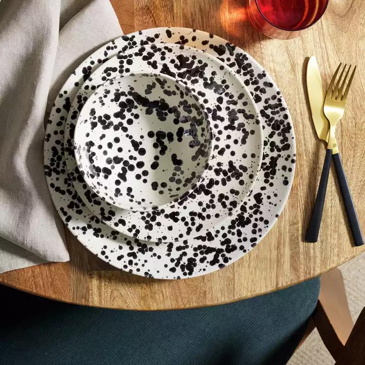 Habitat Jackson 12 Piece Stoneware Dinner Set - Black