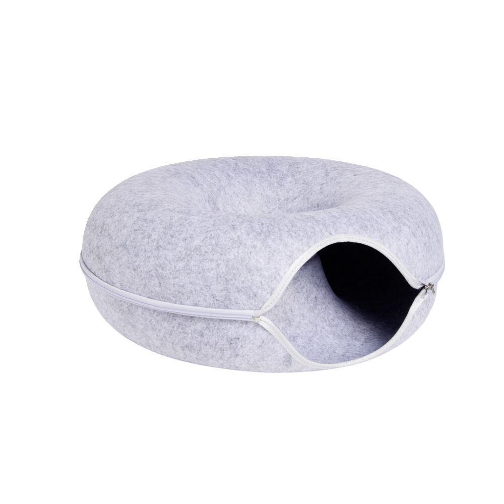 Tunnel pour chat en feutrine grise Ø50xH20cm