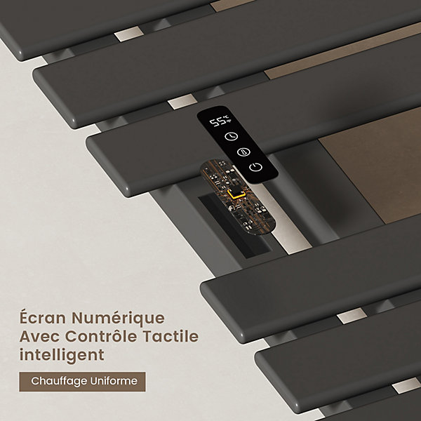 EMKE Sèche-Serviettes électrique de salle de bain 1000 x 500 mm, Porte-serviettes chauffant électrique, Noir 350W