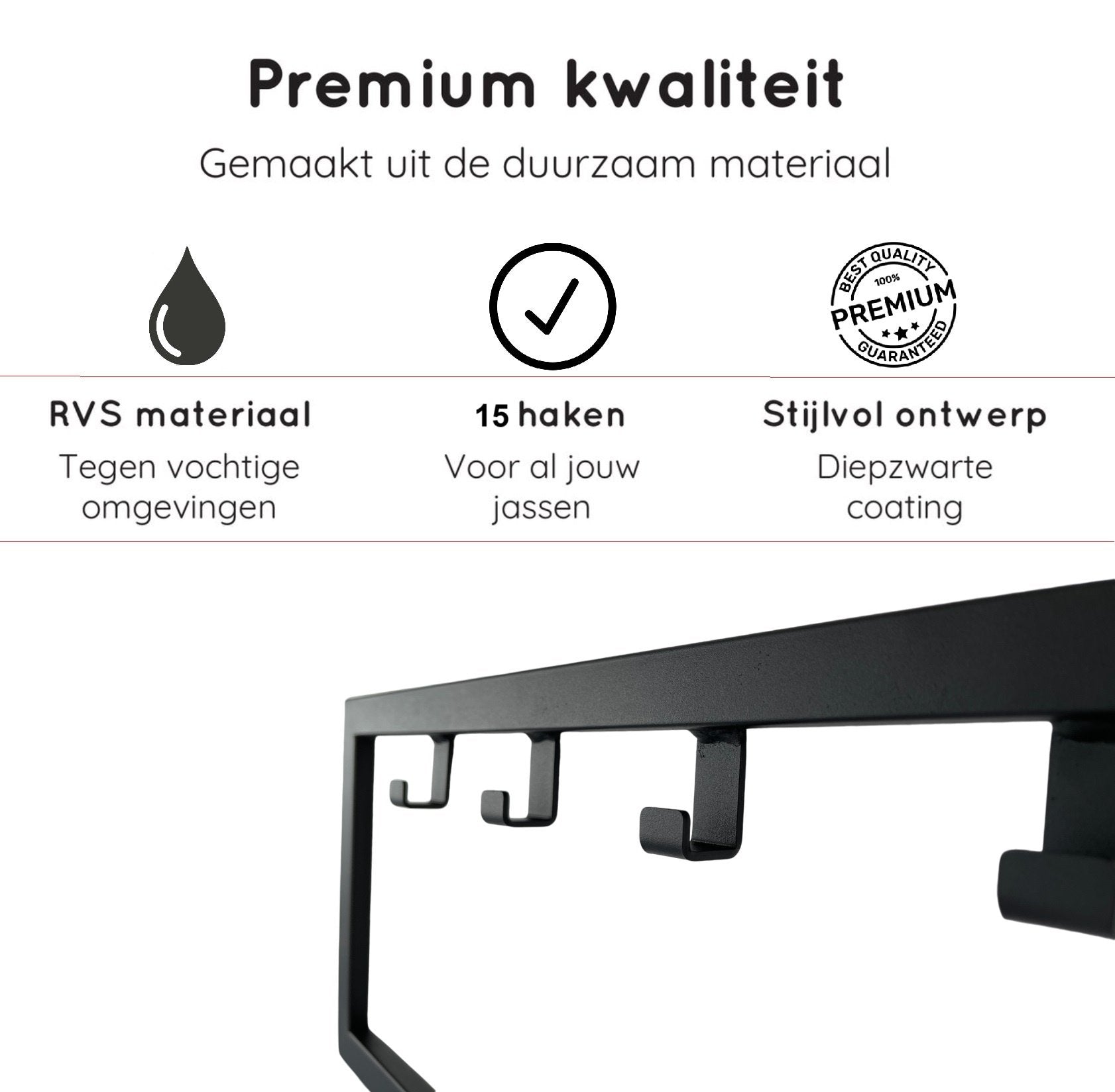 LT-Luce Kapstok Joy Mat zwart 15 haken 90 x 29cm