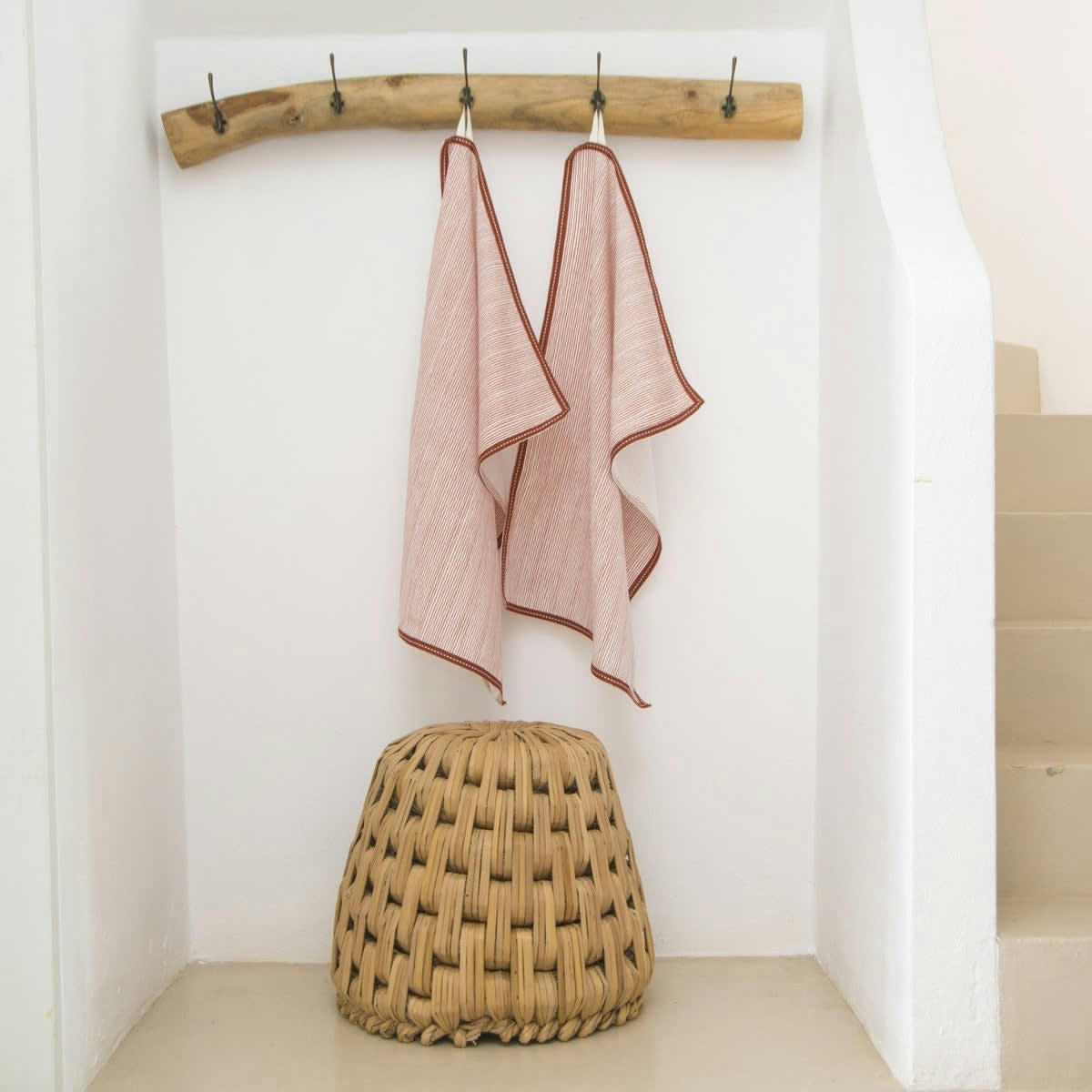 PINSTRIPE - Torchons (x2) coton  50x75 terracotta