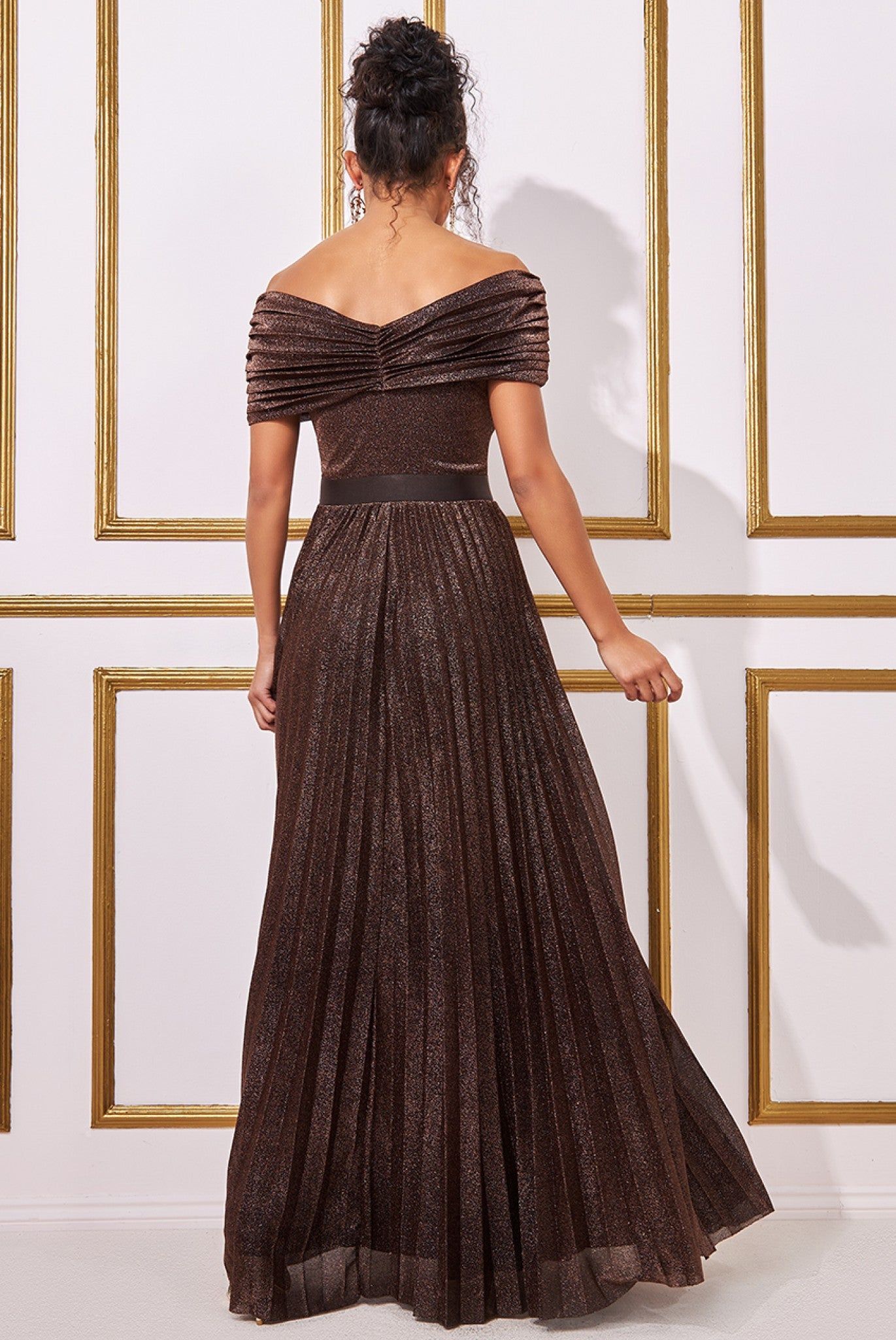 Goddiva Bardot Pleated Skirt Maxi
