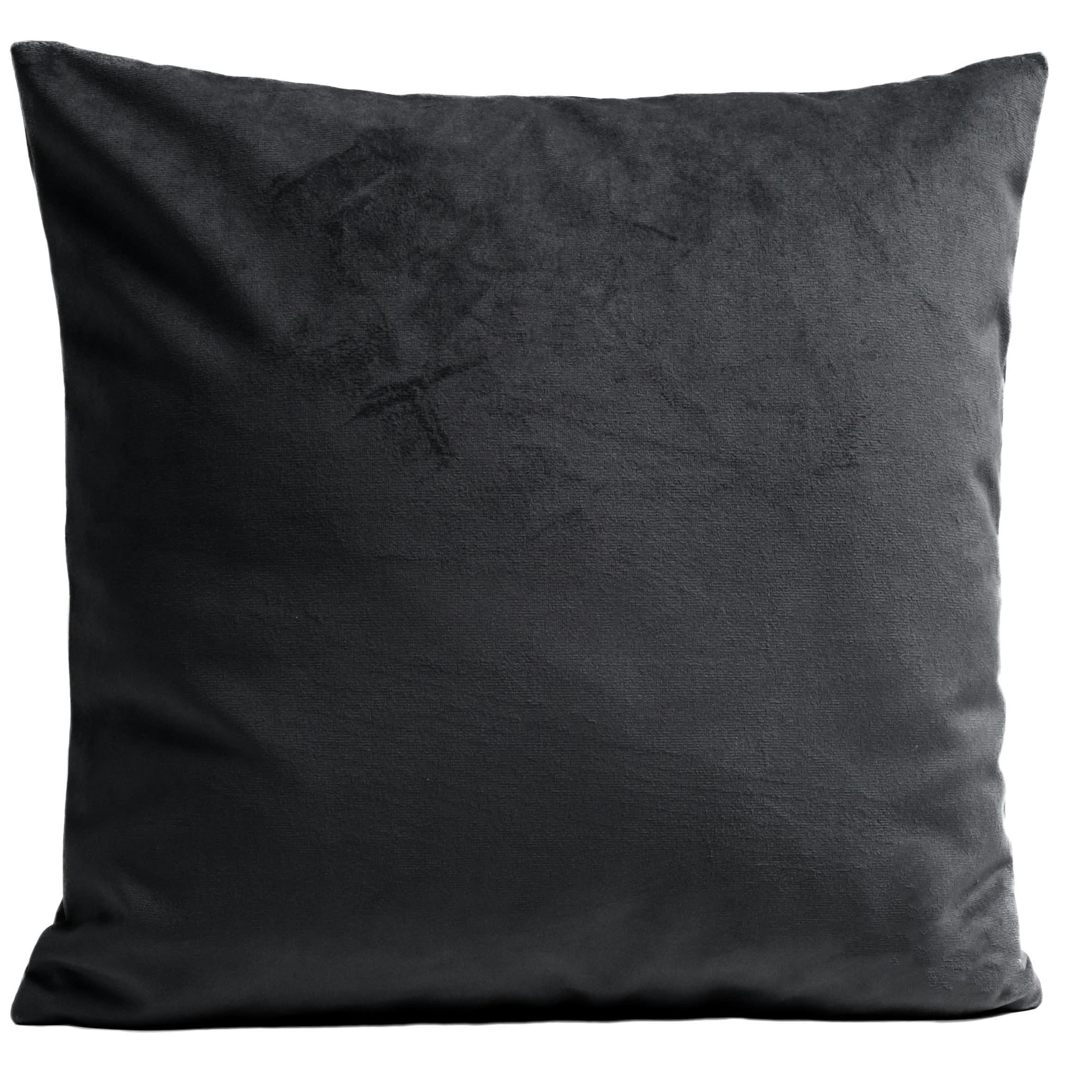- Coussin uni suédine gris 40x40cm