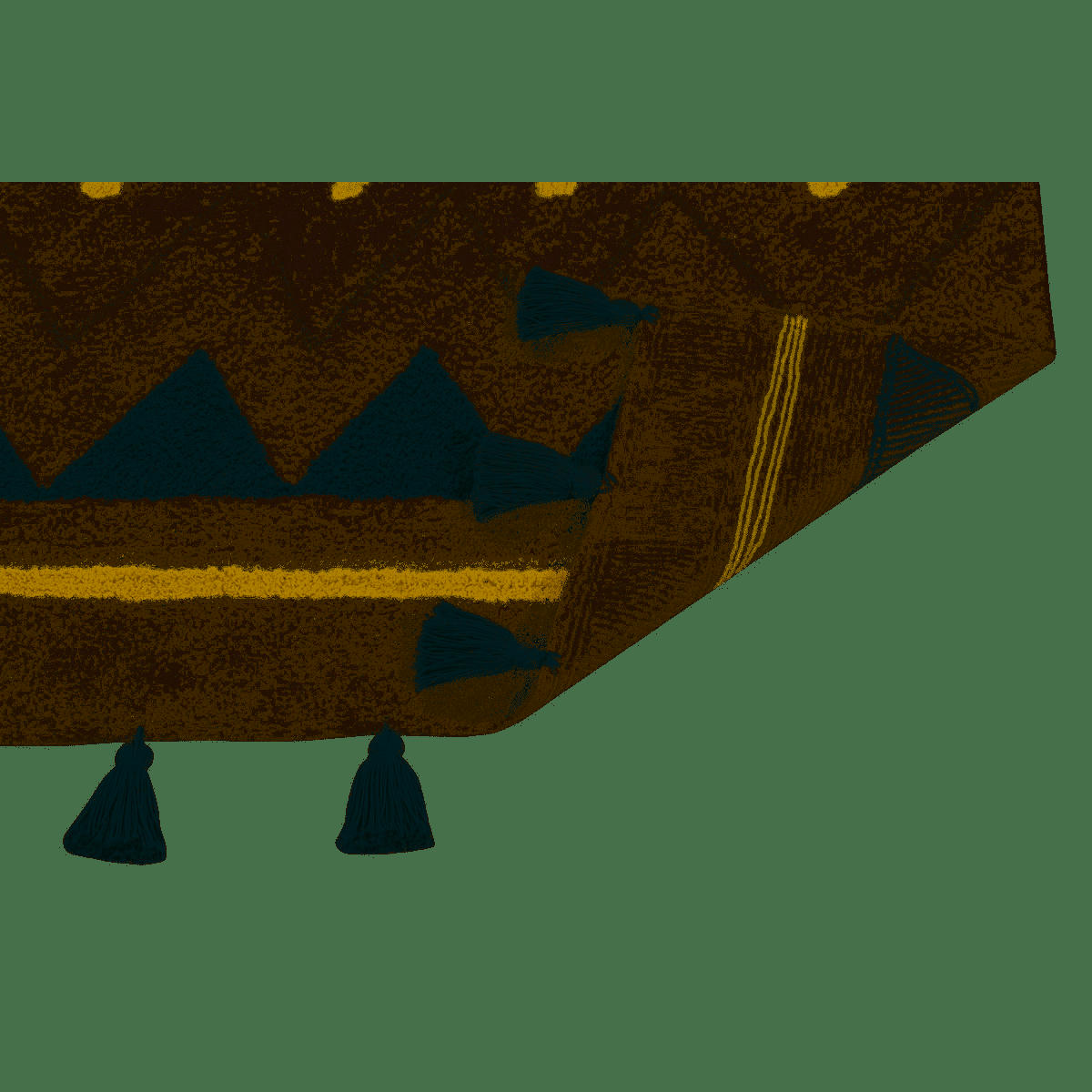 INDIEN - Tapis coton motif indien beige et bleu 120x160