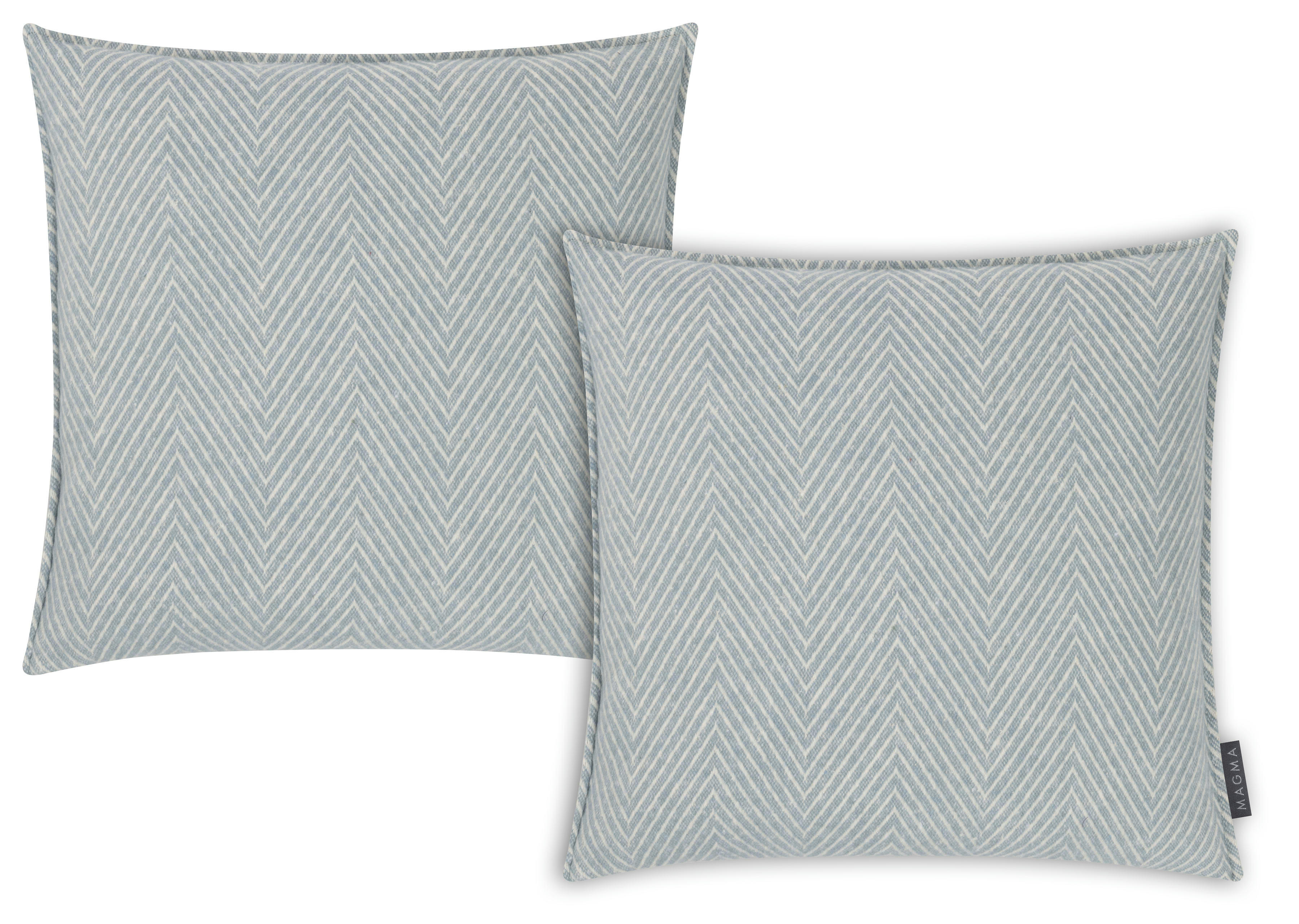 MERIDA - Housses de coussin chevrons bleu coton recyclé- Lot de 2 - 45x45
