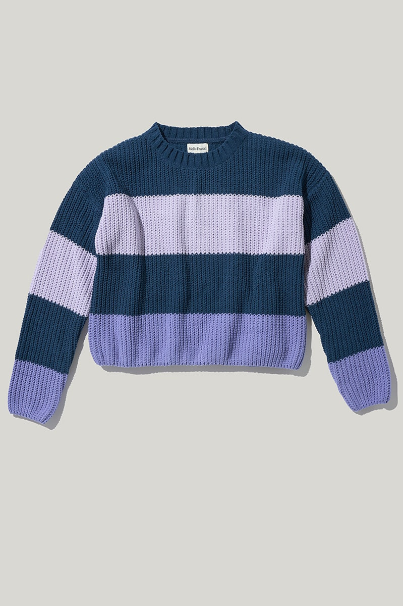 Hello Franki Color Block Striped Chenille Pullover for girls