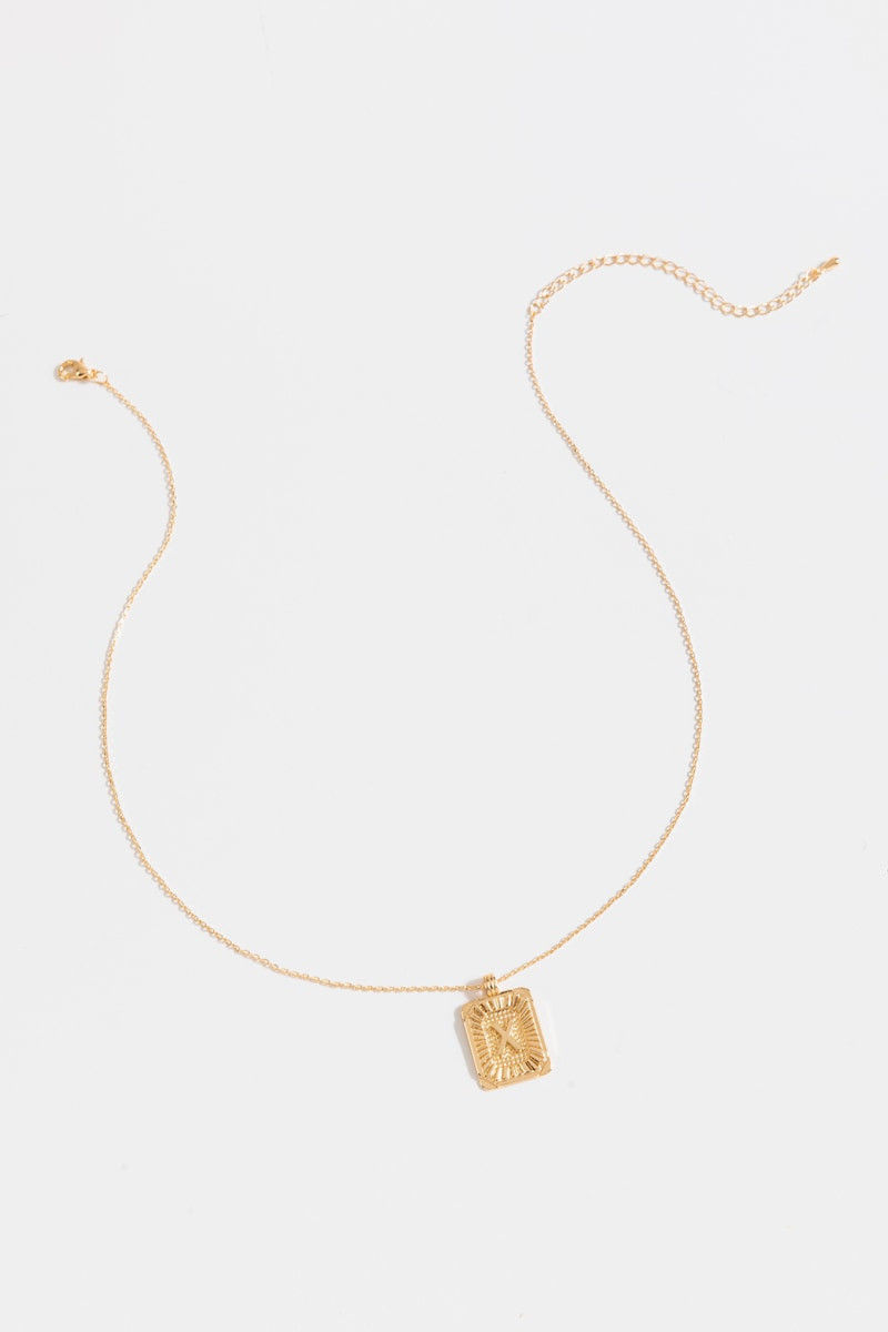 Initial ID Tag Pendant Necklace