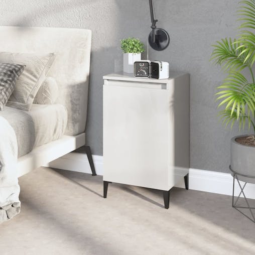 NNEVL Bedside Cabinet High Gloss White 40x35x70 cm Engineered Wood