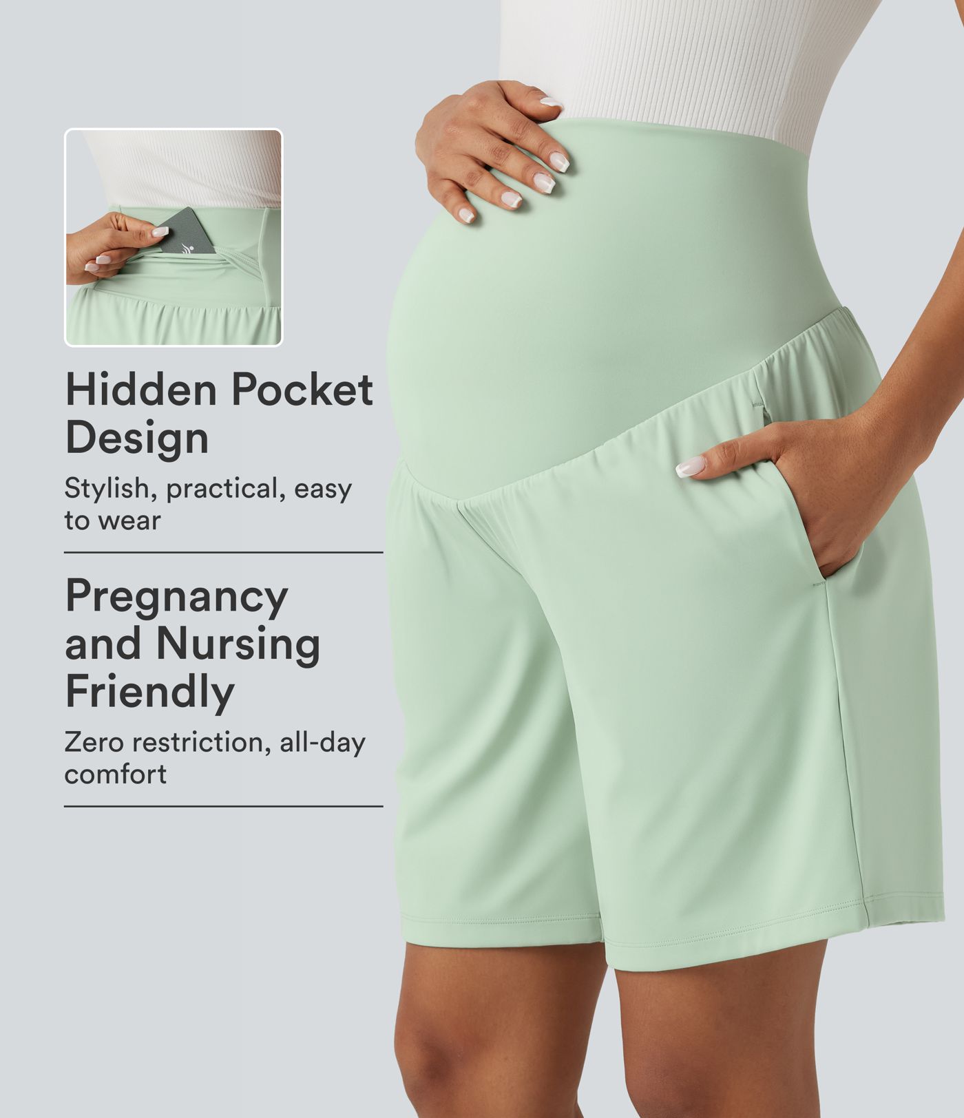 Short de yoga maternité SoftlyZero™ Airy 2-en-1, taille très haute, à effet frais InstantCool, 22,5 cm, avec poches