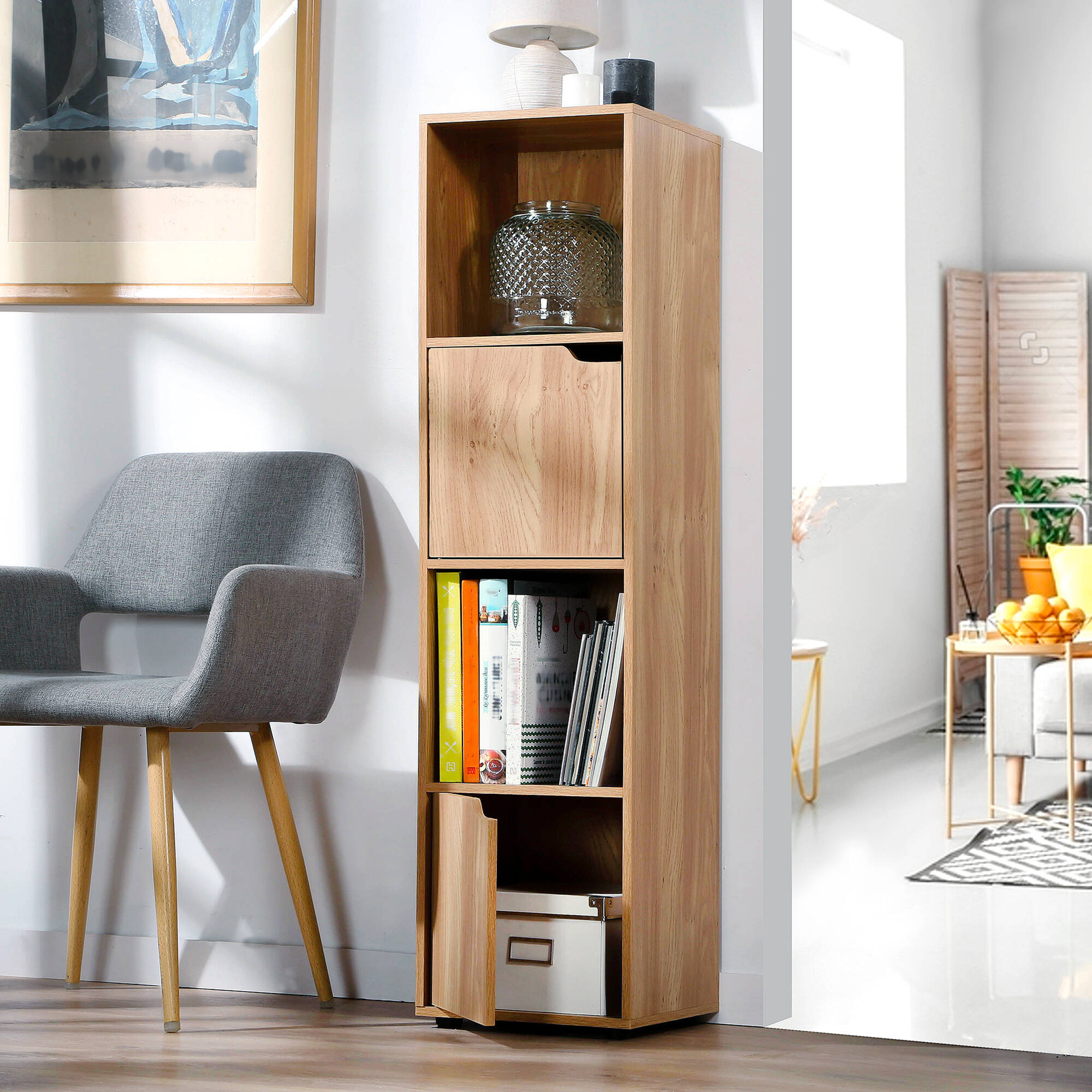 Meuble de rangement STAVRA &ndash; 4 cases, 2 portes