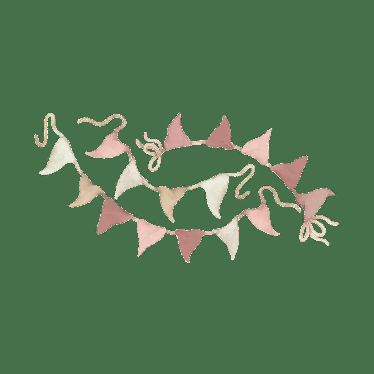 SELENE - Grand sticker guirlande de fanion en vinyle mat rose