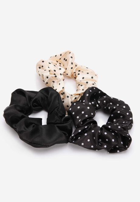 Womens 3pk Black Spot Scrunchies