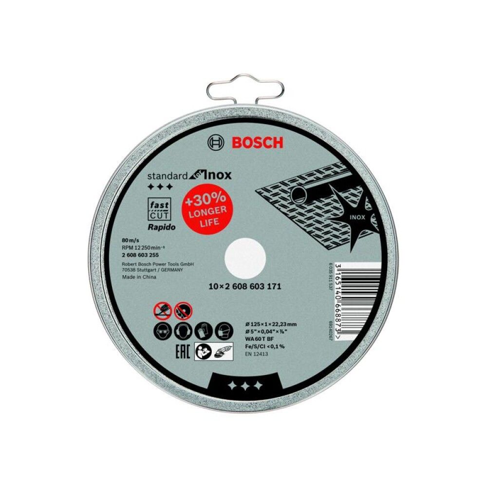 KAPPESKIVE BOSCH INOX 125X1 MM 10 STK