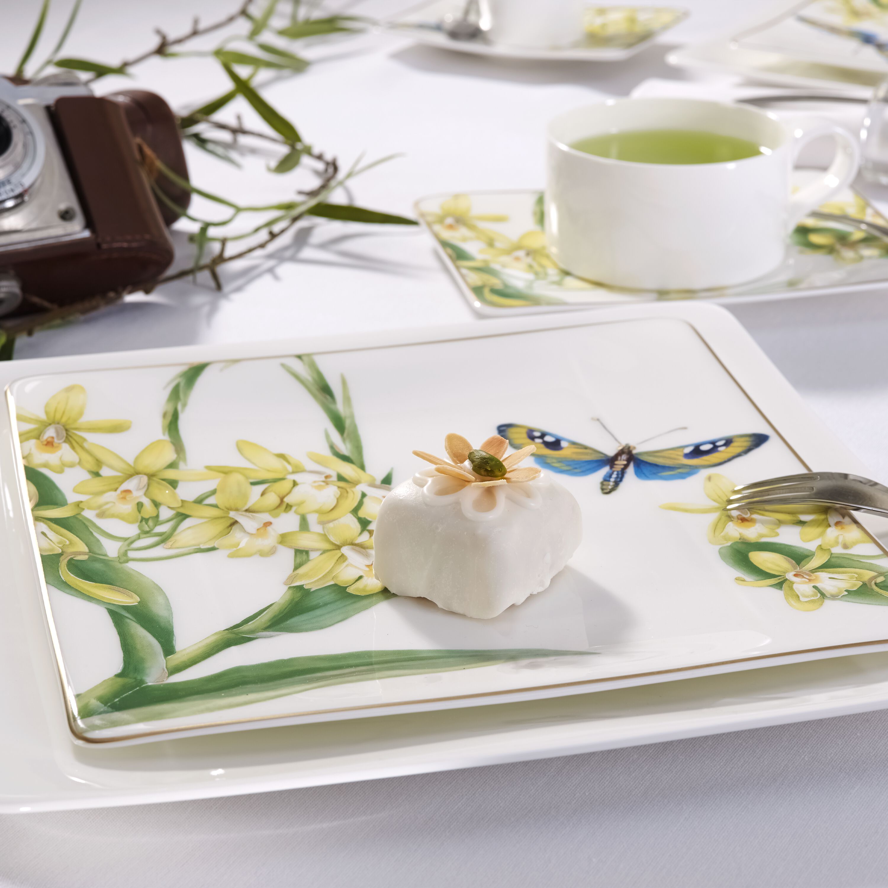 Amazonia Salad/ Dessert Plate - Multi-colored, 9'' x 9'', Premium Bone Porcelain