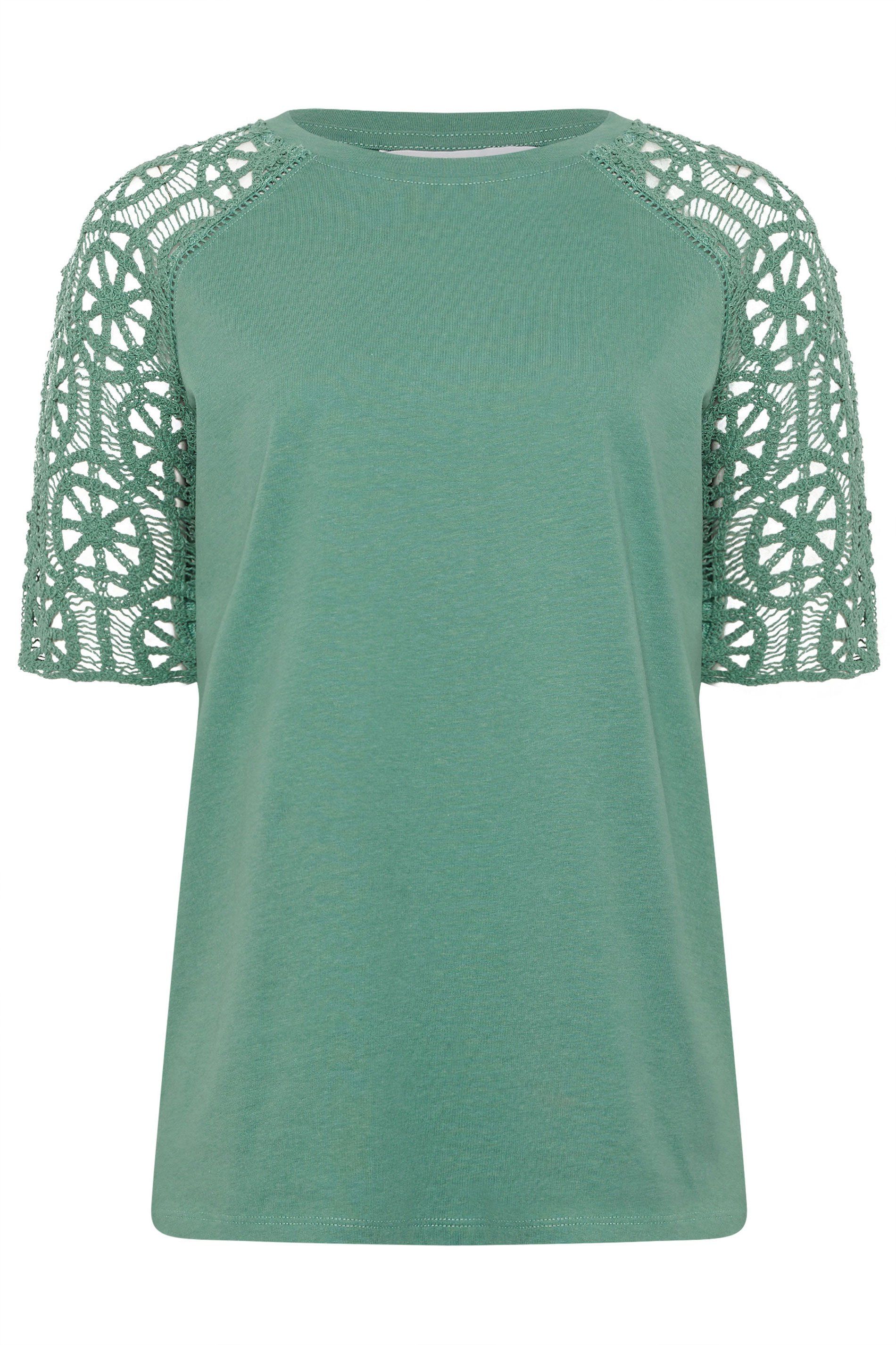 Long Tall Sally Tall Crochet Raglan T-Shirt
