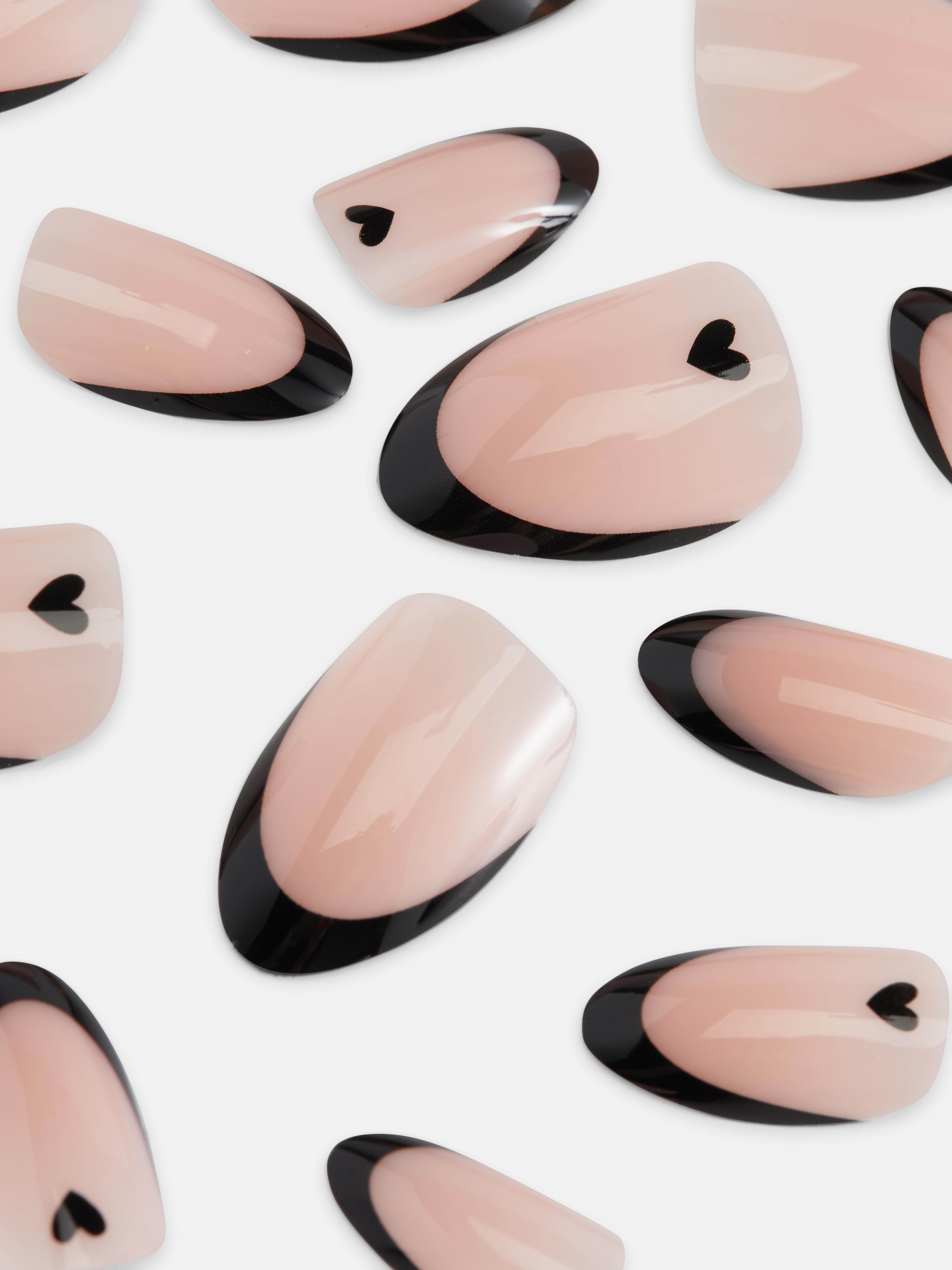 PS... Heart French Tip Almond Gloss False Nails