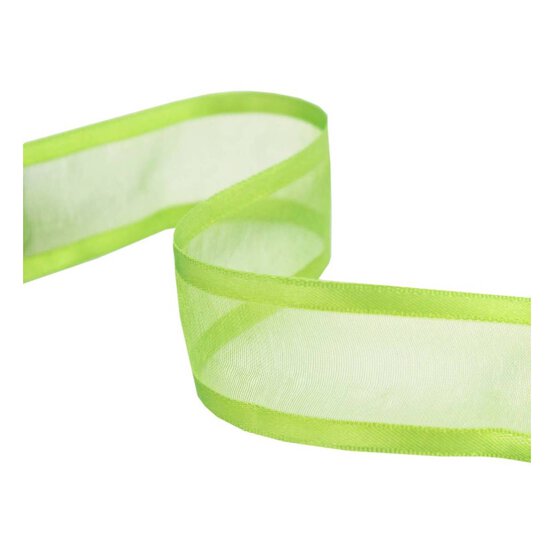 Lime Organza Satin-Edged Ribbon 25mm x 4m