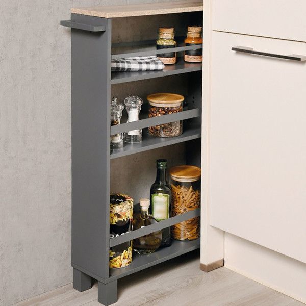 Wózek kuchenny z półkami 240x200x750 mm ciemnoszary brązowy mobilny