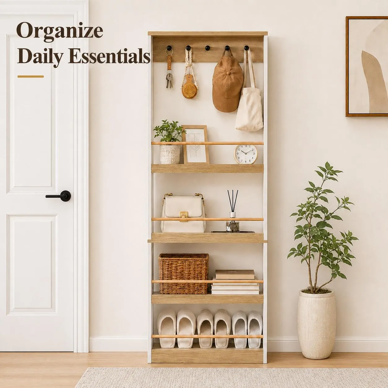 Vintage Behind-The-Door Slim Bookcase Narrow Storage Cabinet White Space-Saving Organizer for Small Spaces