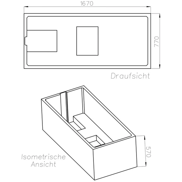 Wannenträger »Jamaica«, BxHxL: 77 x 57 x 167 cm, weiß
