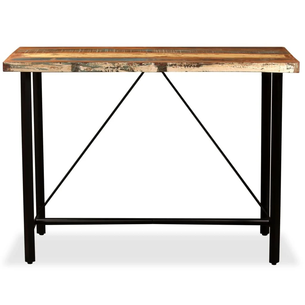 vidaXL Bar Table Multicolor Solid reclaimed wood and steel Industrial - 23.6 x 47.2 x 42.1