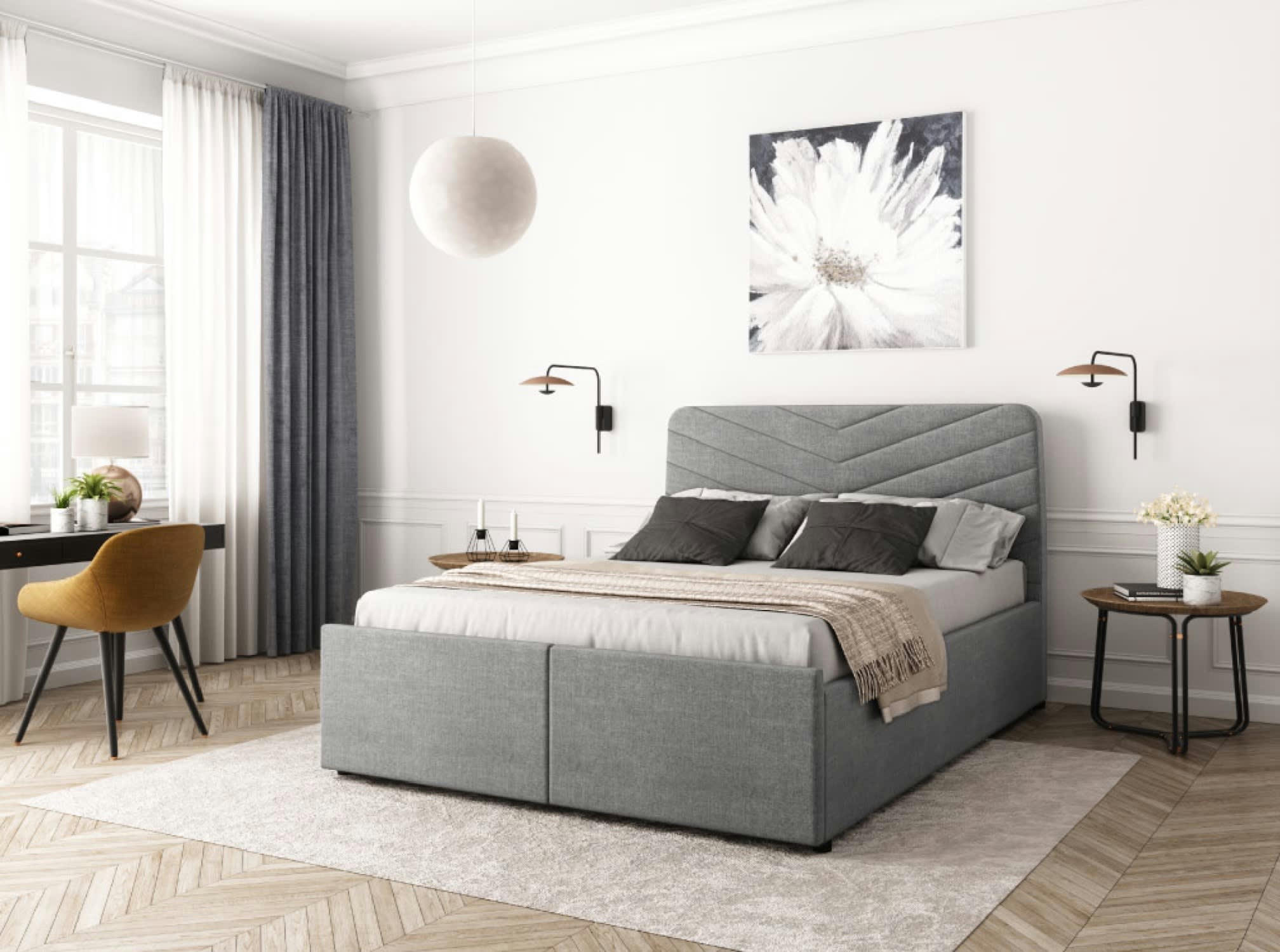 TINA - Cadre de lit avec rangements et sommier relevable à lattes -160 cm