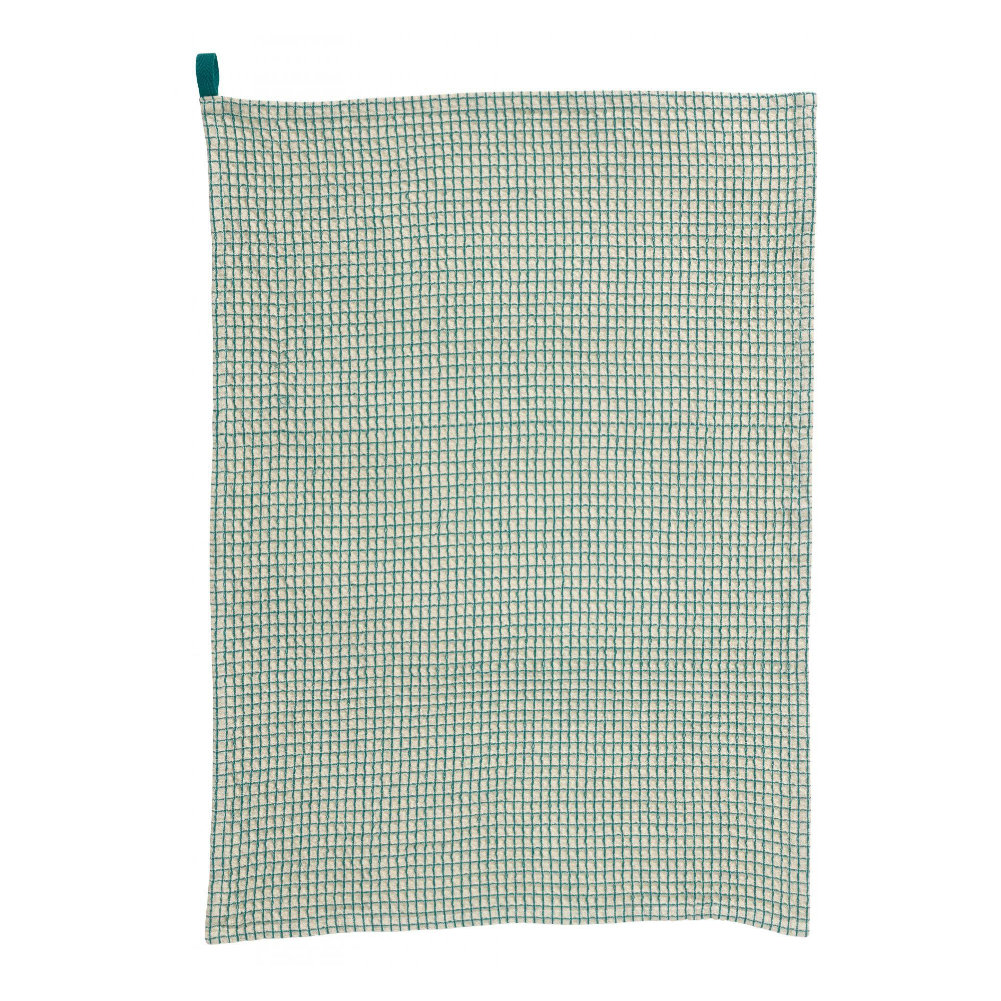 MUMBA - Torchon nid d'abeilles  en coton paon 50 x 70