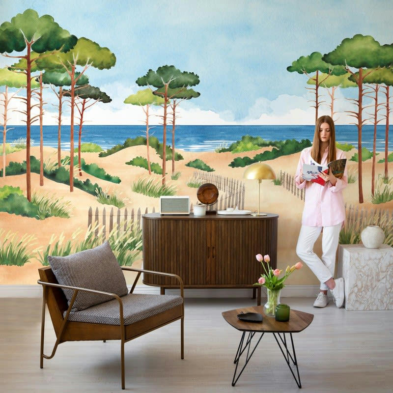 LES LANDES AQUARELLE - Papier Peint Panoramique L336xH270cm Multicolore Bord de mer