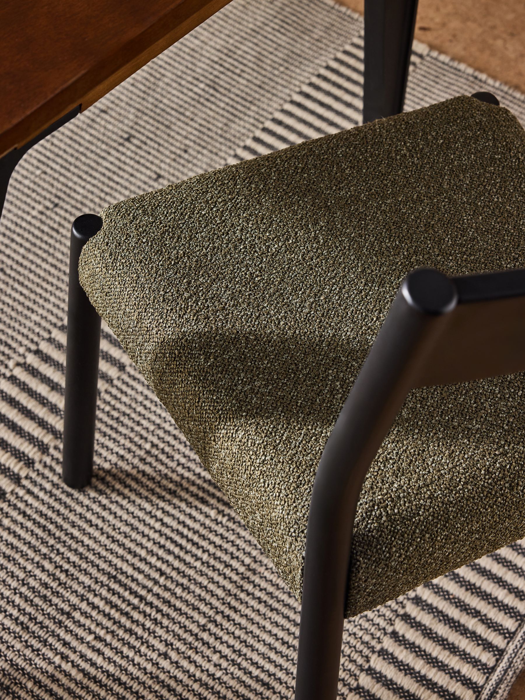 Set of 2 Black and Green Boucle Rhye Dining Chairs