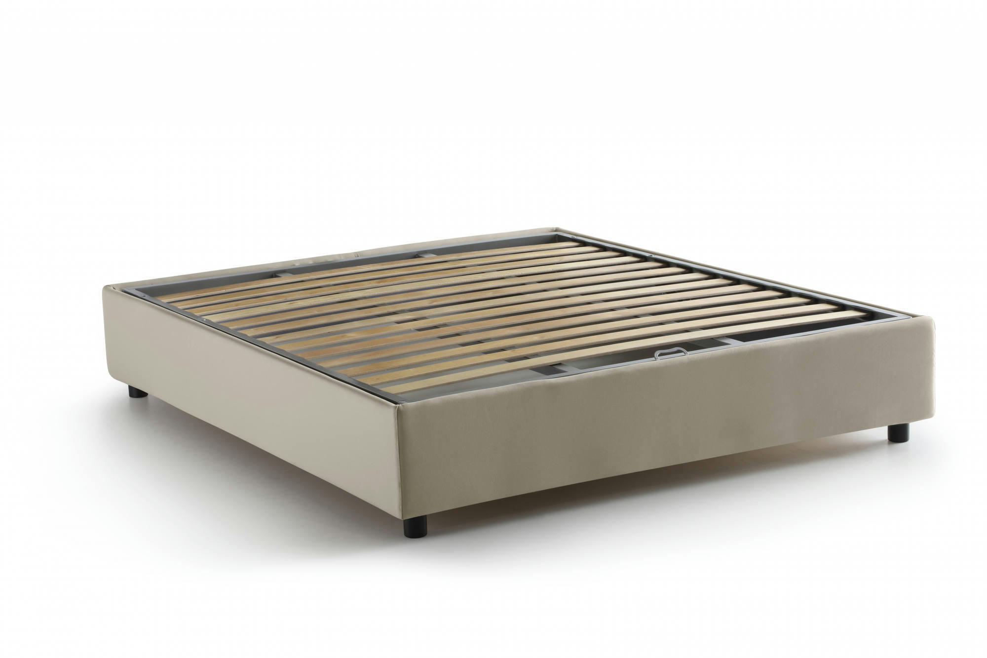 AZZURRA - Lit coffre 140x190 cm en tissu crème