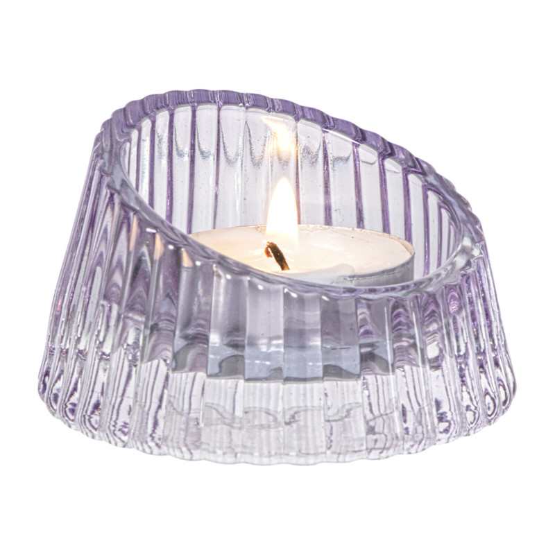Waxinelichthouder open rond - paars - &Oslash;7.5x4.3 cm