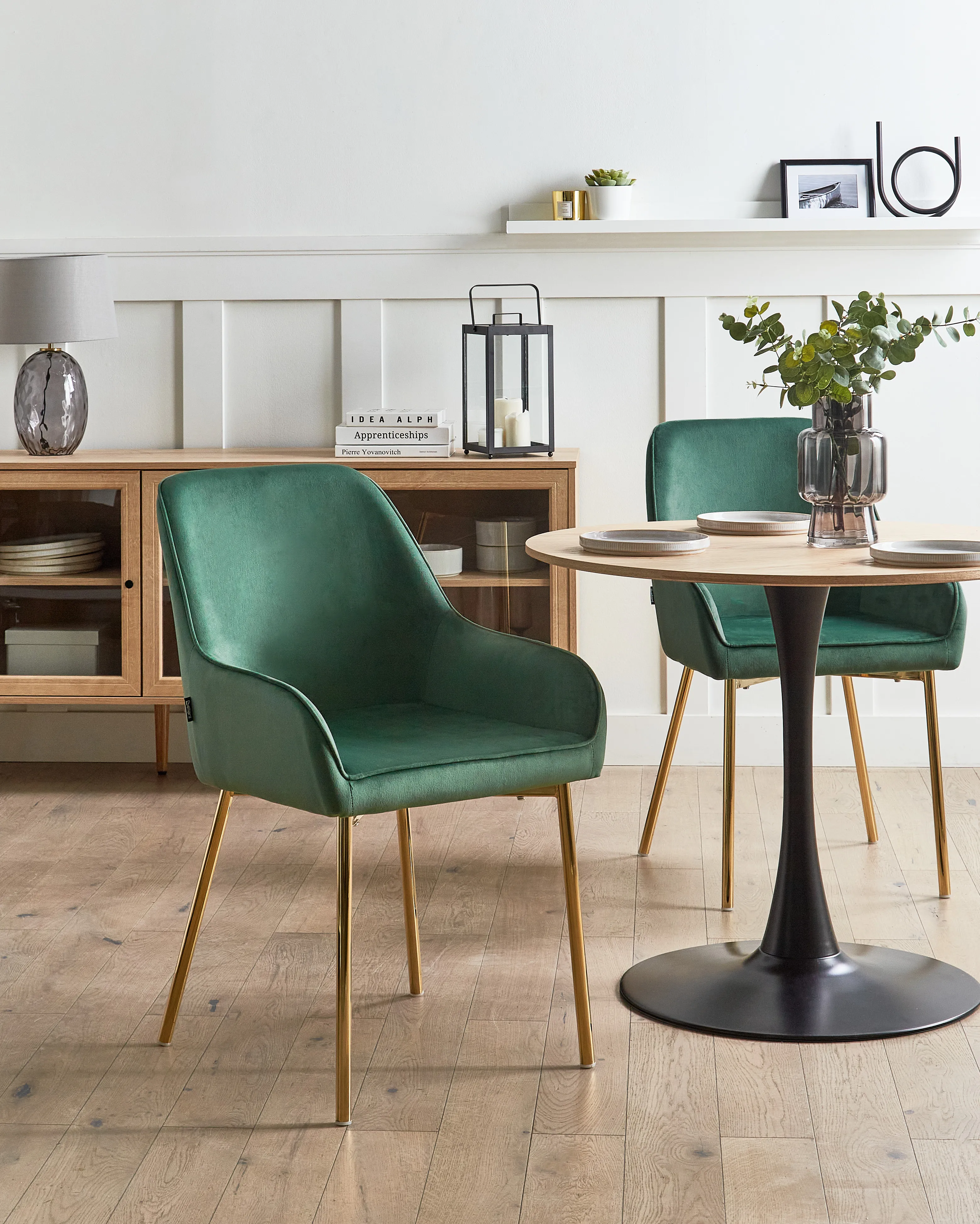 Set of 2 Dining Chairs LOVERNA Velvet Green