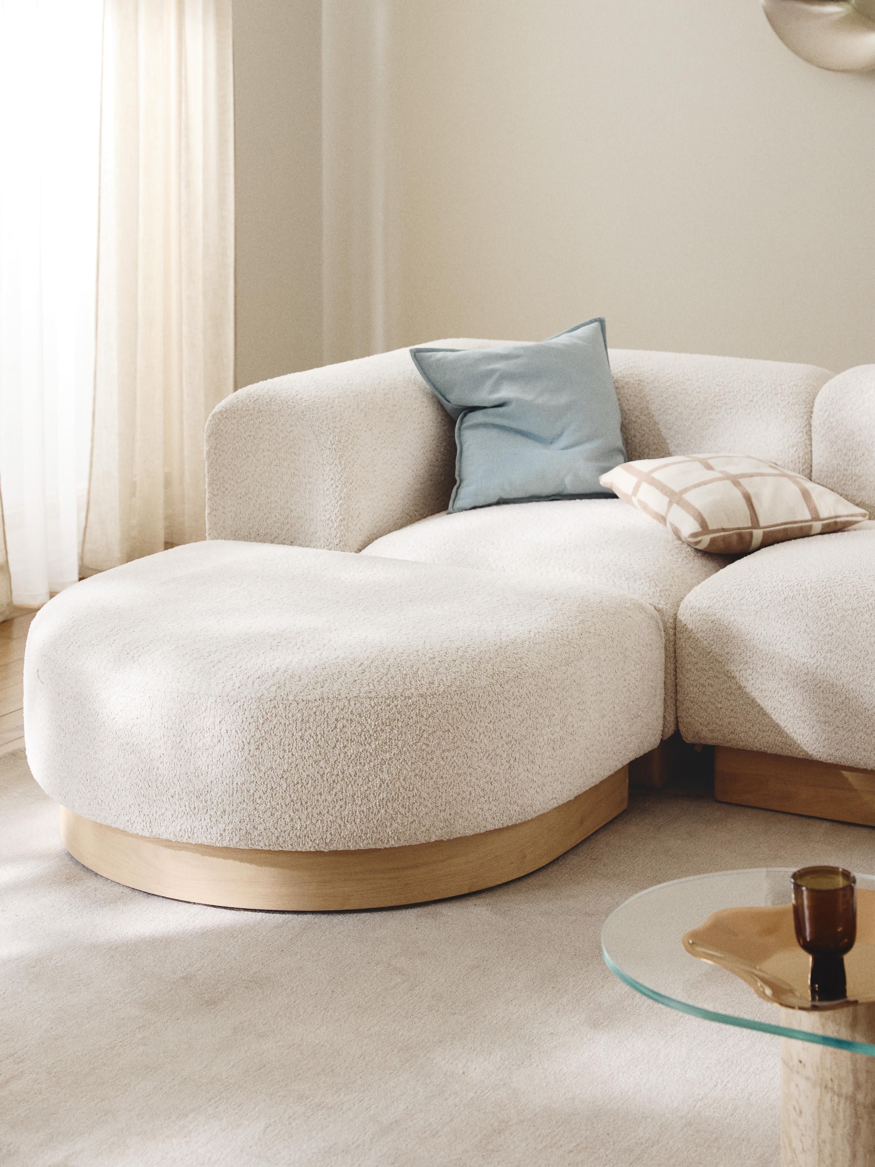 Sofa-Hocker Natalie aus Teddy-Bouclé