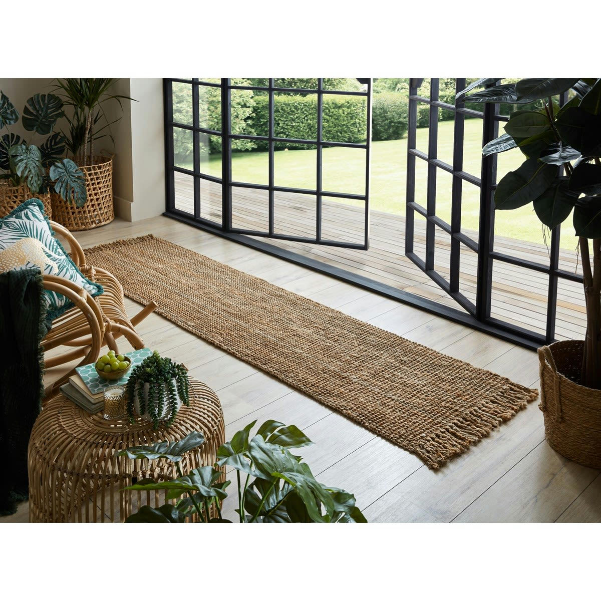CURLY - Tapis de couloir en jute beige 60x230 cm