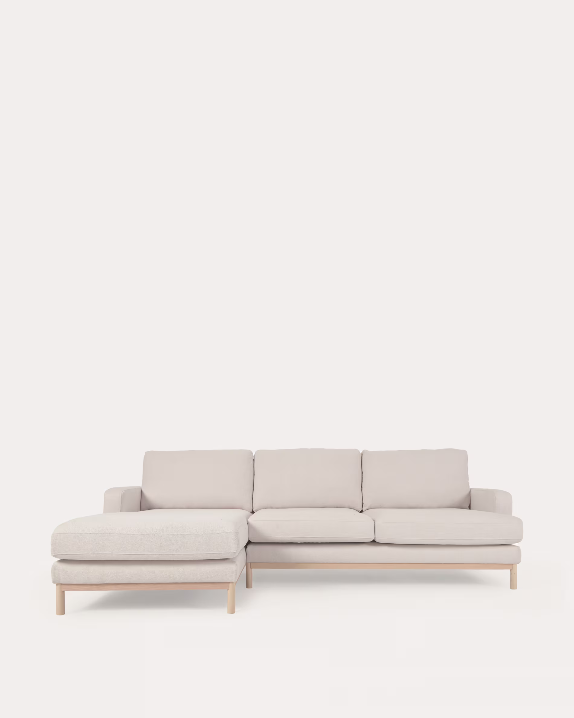 Sofá Mihaela 3 plazas con chaise longue izquierdo de borreguito blanco 264 cm