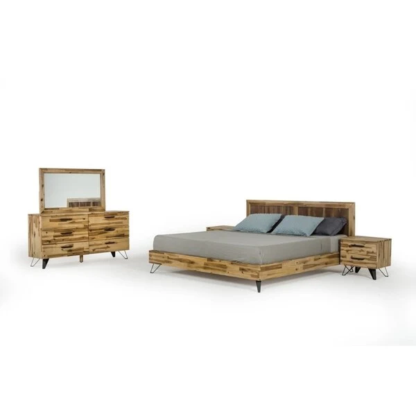 Modrest Sala Modern Light Wood Eastern King Bedroom Set