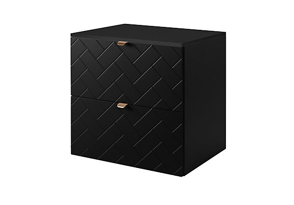 Meuble de salle de bain, Noir Mat, 60 x 57 x 46 cm, poignées dorées