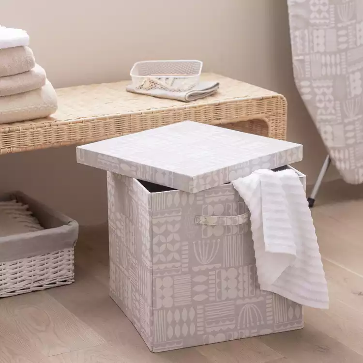 Habitat 40cm Fabric Storage Box with Lid - Scandi Print