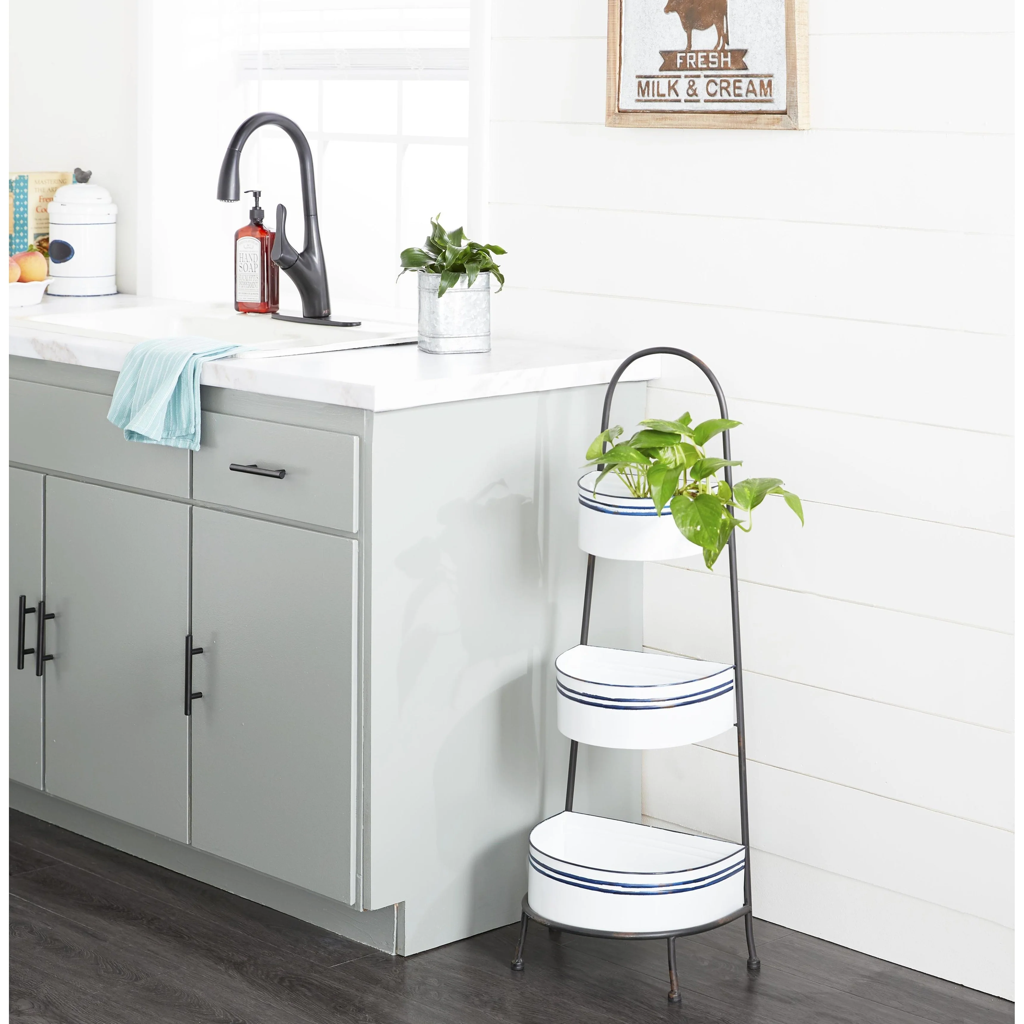 Metal Shelving Unit - White - Roche River Decor - 10W x 15L x 39H