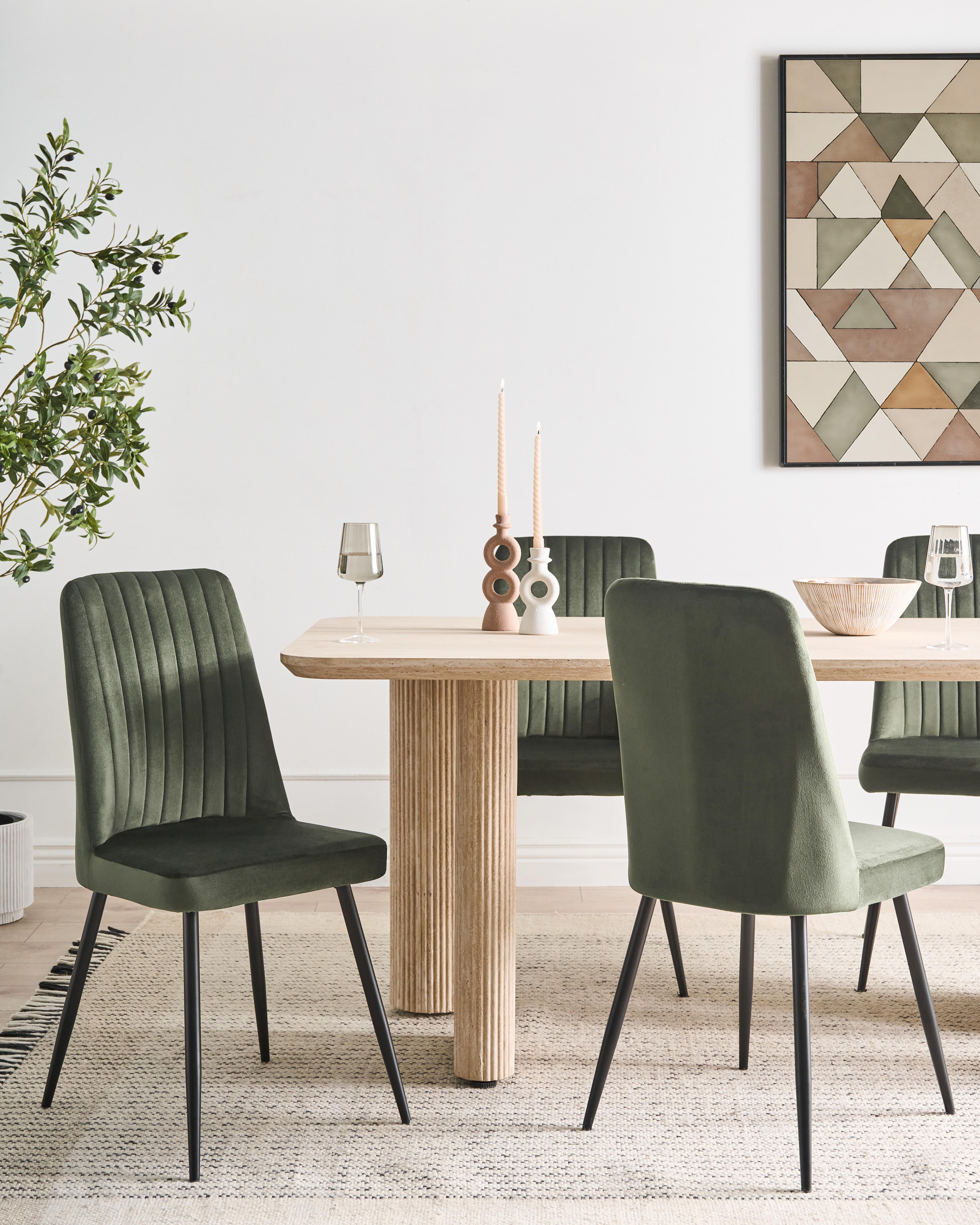 Set of 4 Dining Chairs KIRBY Velvet Dark Green